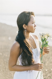 Woman hair white photograph Photo