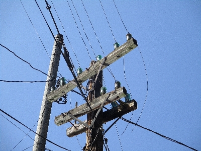 Electricity pole wooden wood old Photo