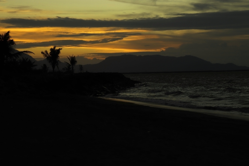 Evening sun sea beach