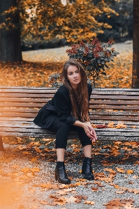 Woman people in nature leaf autumn Photo