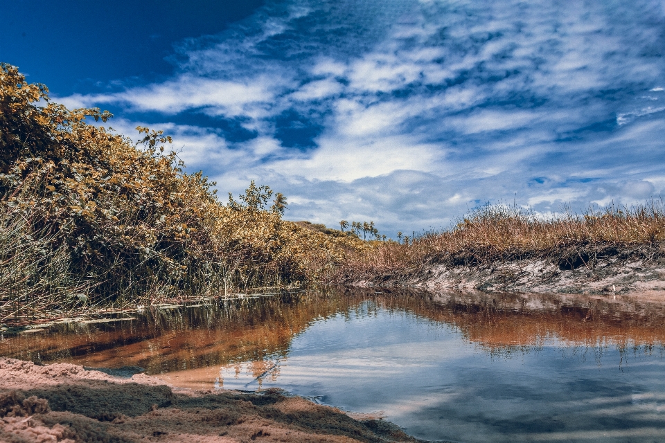 Biru langit lanskap danau