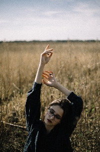 Woman people in nature facial expression grass Photo