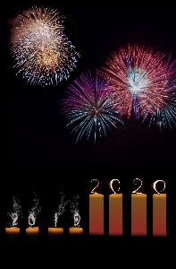 Happy newyear 2020 card fireworks Photo