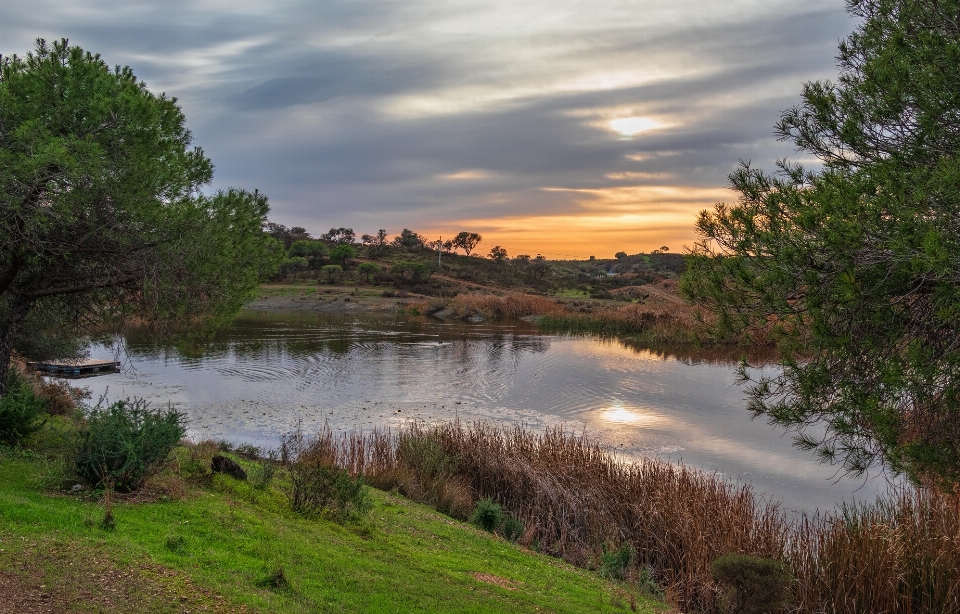 Lake natural landscape body of water sky