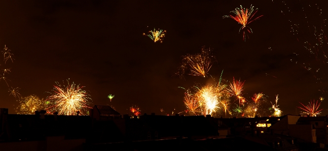 Fireworks new year city skyline Photo