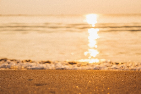 海 波 柔らかい ゴールデン 写真