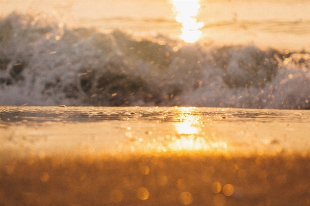 Sea waves soft golden Photo