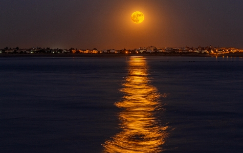 Moonlight sky horizon water Photo