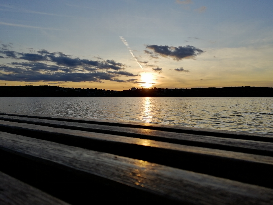 Lake sunset sky clouds