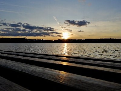 Lake sunset sky clouds Photo