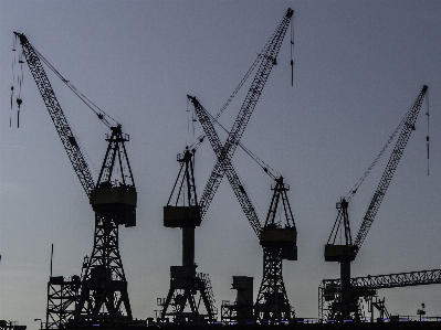 Harbor dock cranes hamburg Photo