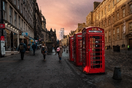 Scotland edinburgh street phone booths Photo