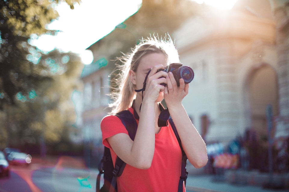 Chica fotografía rojo belleza