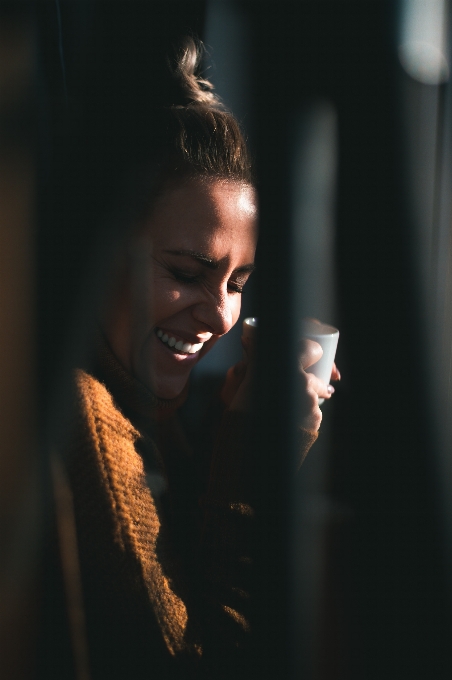 Woman face light darkness