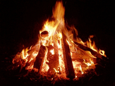 Wood pile fire red Photo