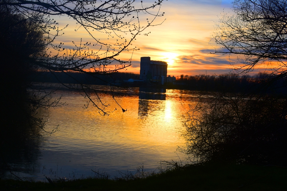 Sunset sky water natural landscape