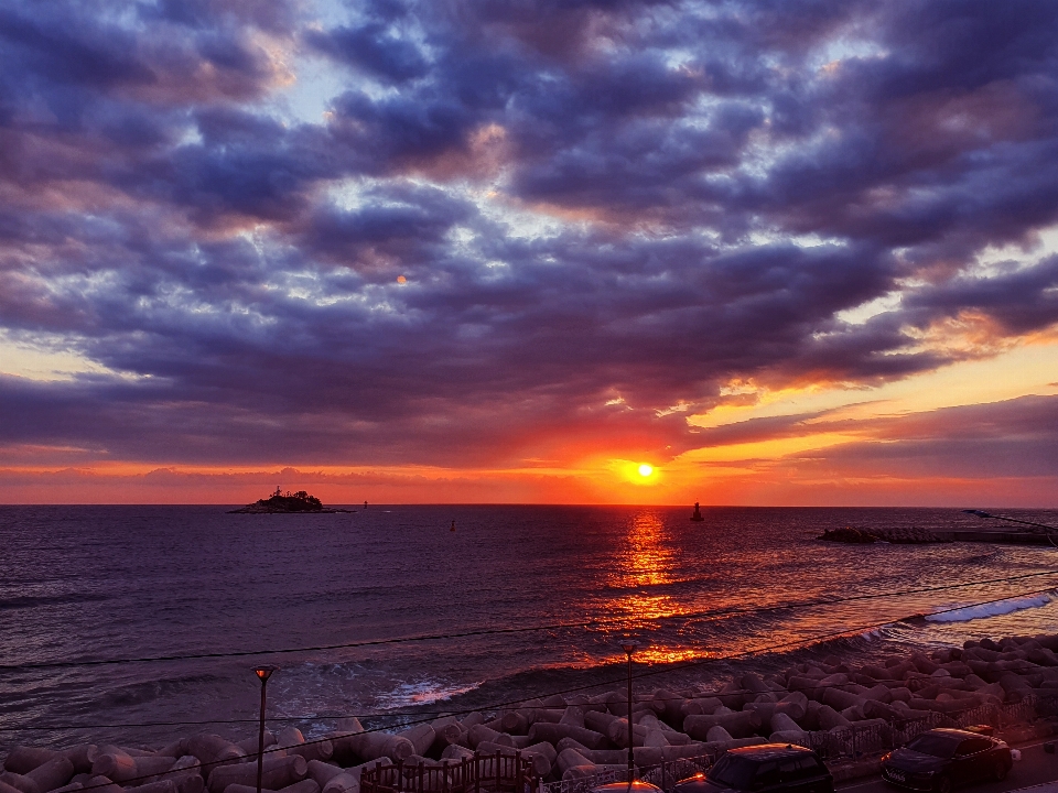 Sunrise sky horizon body of water