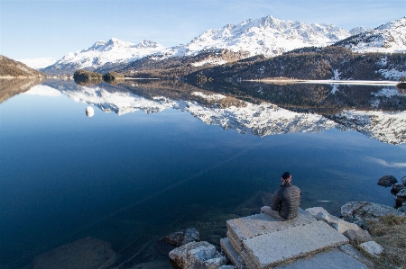 Mountain mountainous landforms lake reflection Photo