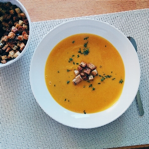 Dish food cuisine carrot and red lentil soup Photo