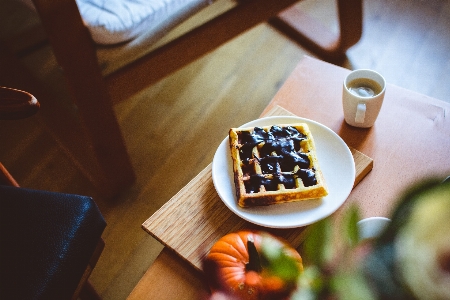 음식 아침 식사 와플 사진