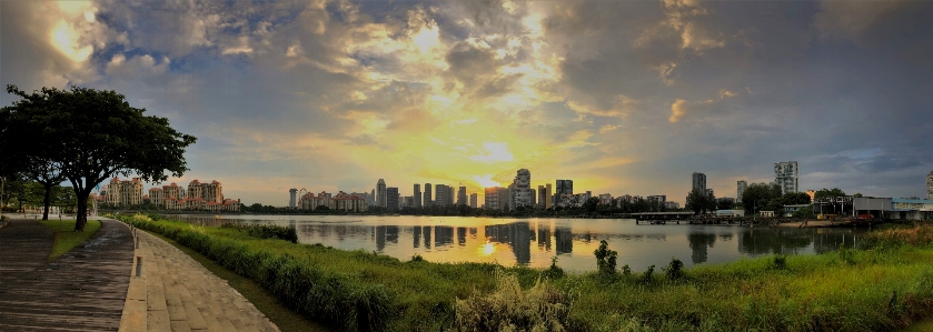 Sunset lake water waterfront Photo