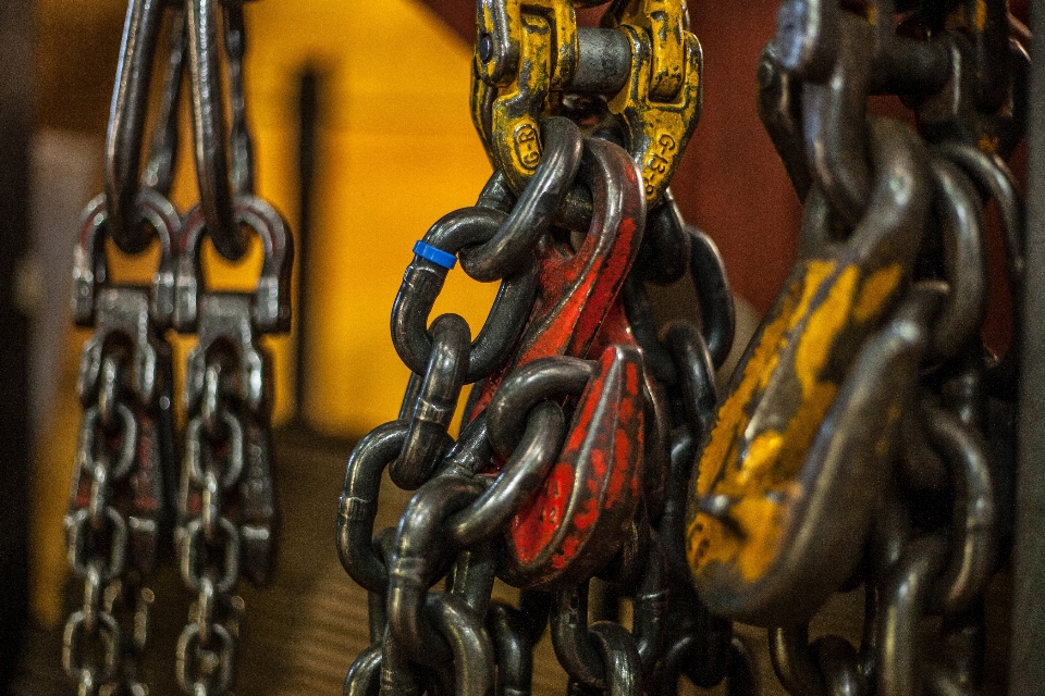 Yellow chain metal sculpture