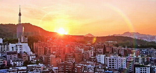 Foto Puesta de sol seúl
 atardecer corea cielo