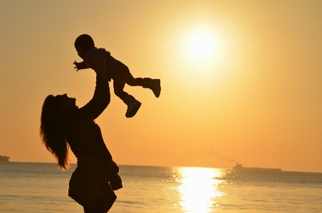 People in nature on beach sky silhouette Photo