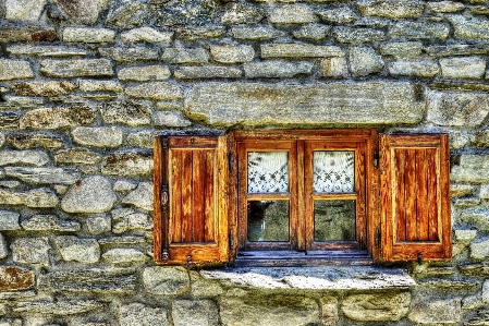 Stone wall window wood Photo