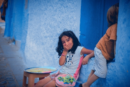 Blue face people child Photo