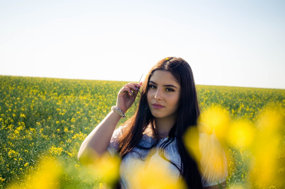 Yellow girl flowers woman