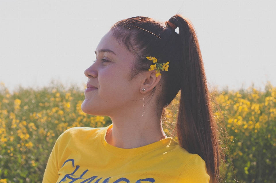 Yellow girl flowers woman