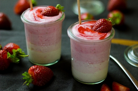 Food strawberries strawberry health shake Photo