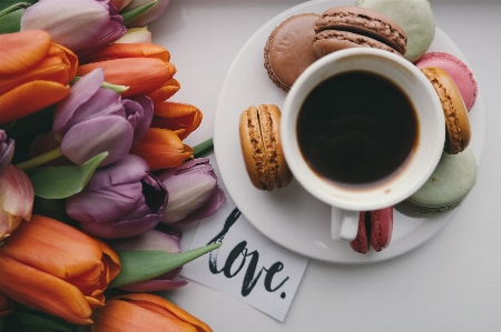 Cup coffee macaroon sweetness Photo