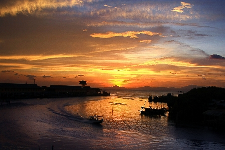 海岸 海 青空
 日没 写真