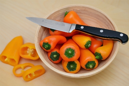 Food vegetable bell pepper knife Photo