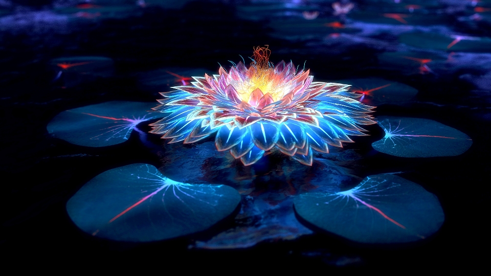 Lotus fleur art fractale
