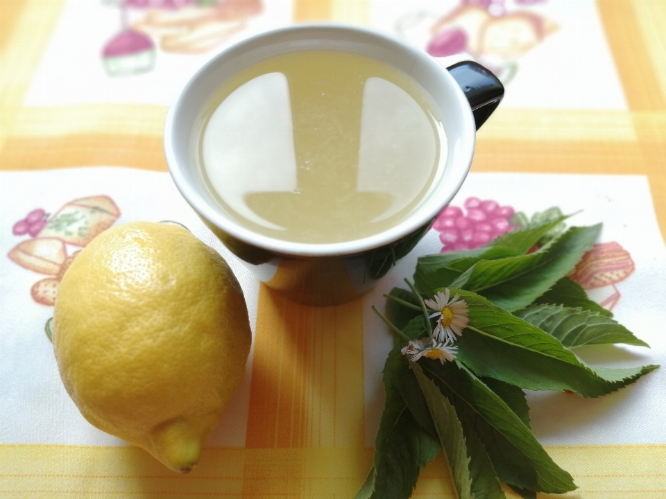 Mint tea leaves lemon