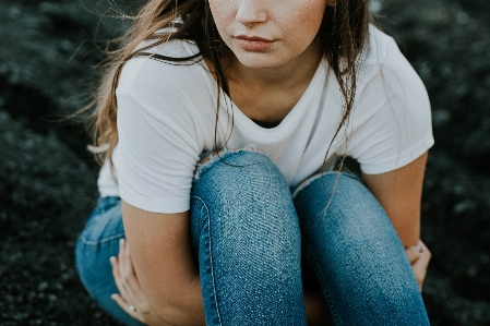 Hair blue jeans beauty Photo