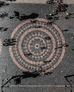 Circle road surface manhole pattern Photo