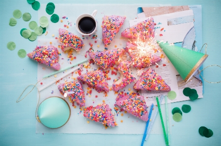 Pink turquoise sprinkles confetti Photo