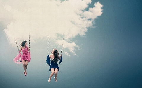 Sky clouds dress girls Photo