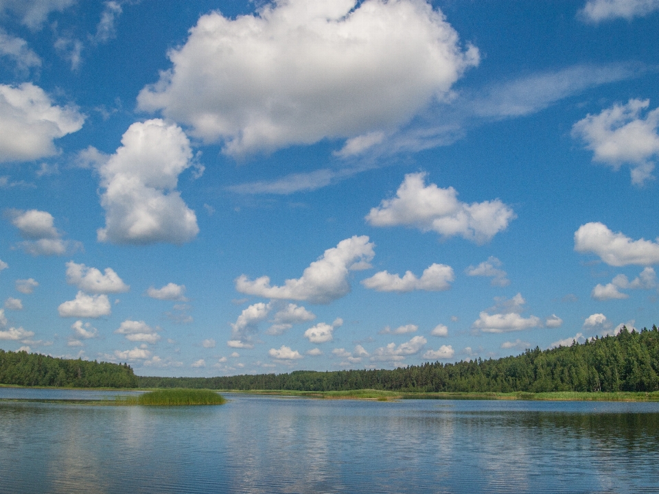 River clouds sky body of water