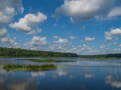 River clouds sky reflection Photo