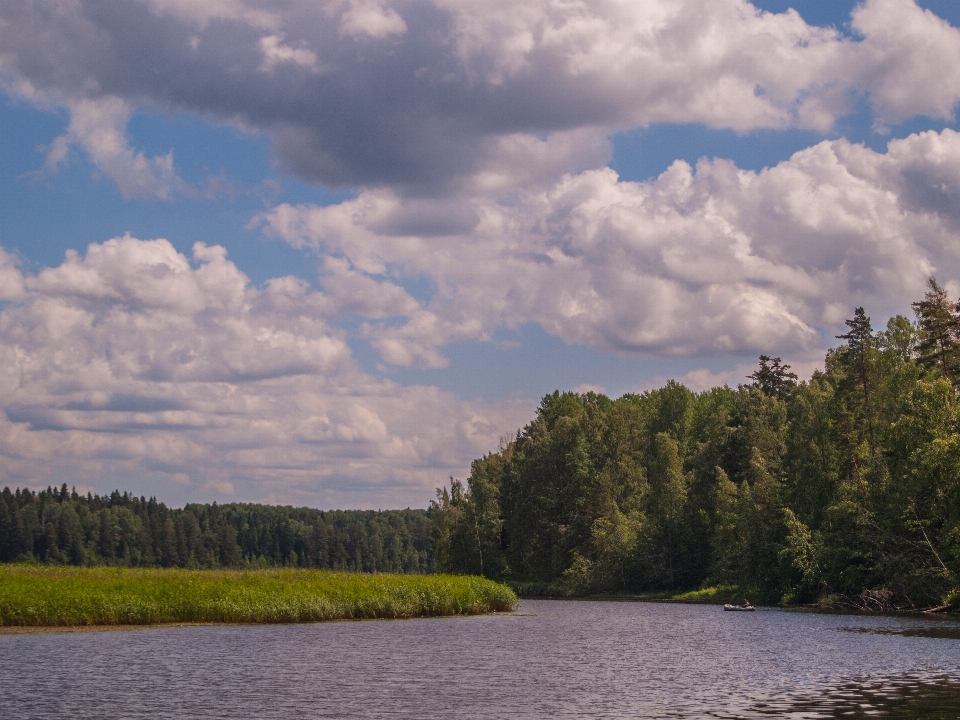 River clouds sky natural landscape