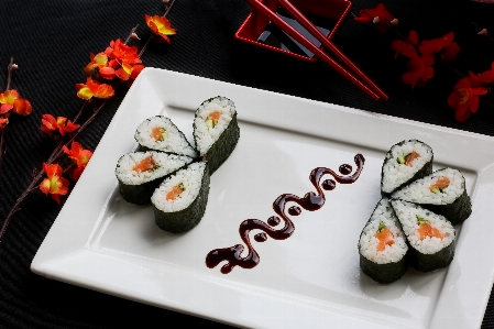 Dish cuisine sushi gimbap Photo