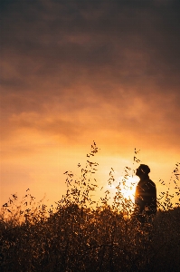 Sky people in nature sunset cloud Photo