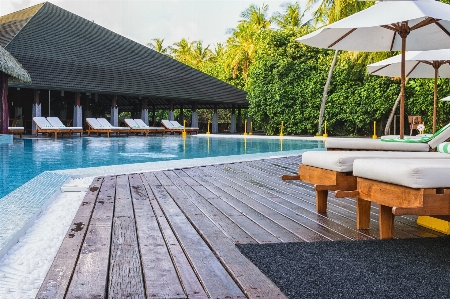 Swimming pool resort property sunlounger Photo