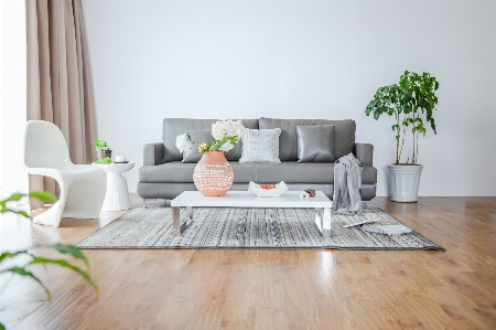 Living room laminate flooring white furniture Photo