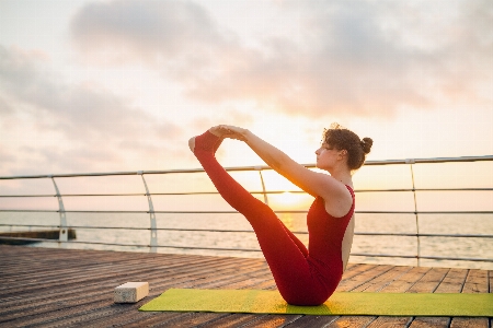 Yoga morning beach woman Photo